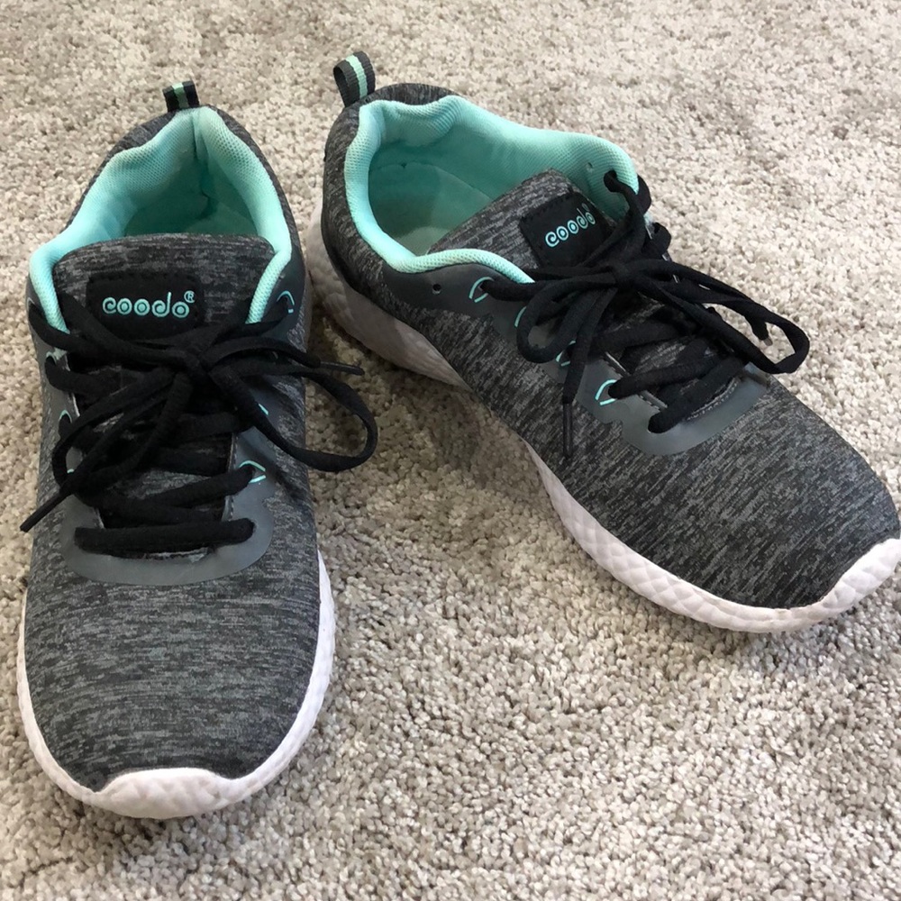 Coodo, Grey and Mint Athletic Shoes Lightweight